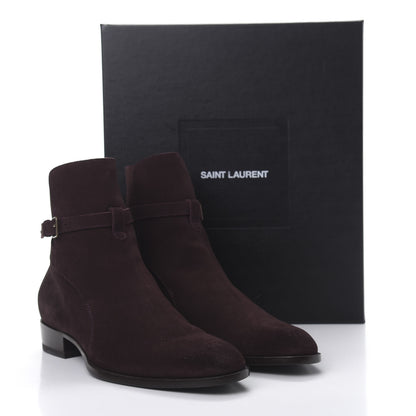 Saint Laurent Suede Soho Calfskin Ankle Boots 44 Deep Blood 8 of 8