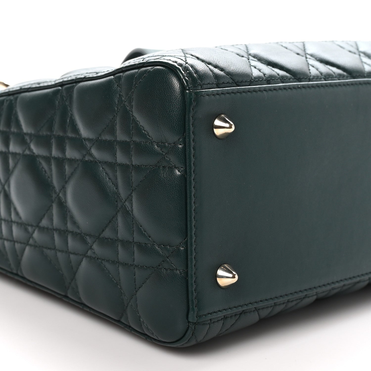 Christian Dior Lambskin Cannage Medium Lady Dior Pine Green 9 of 10