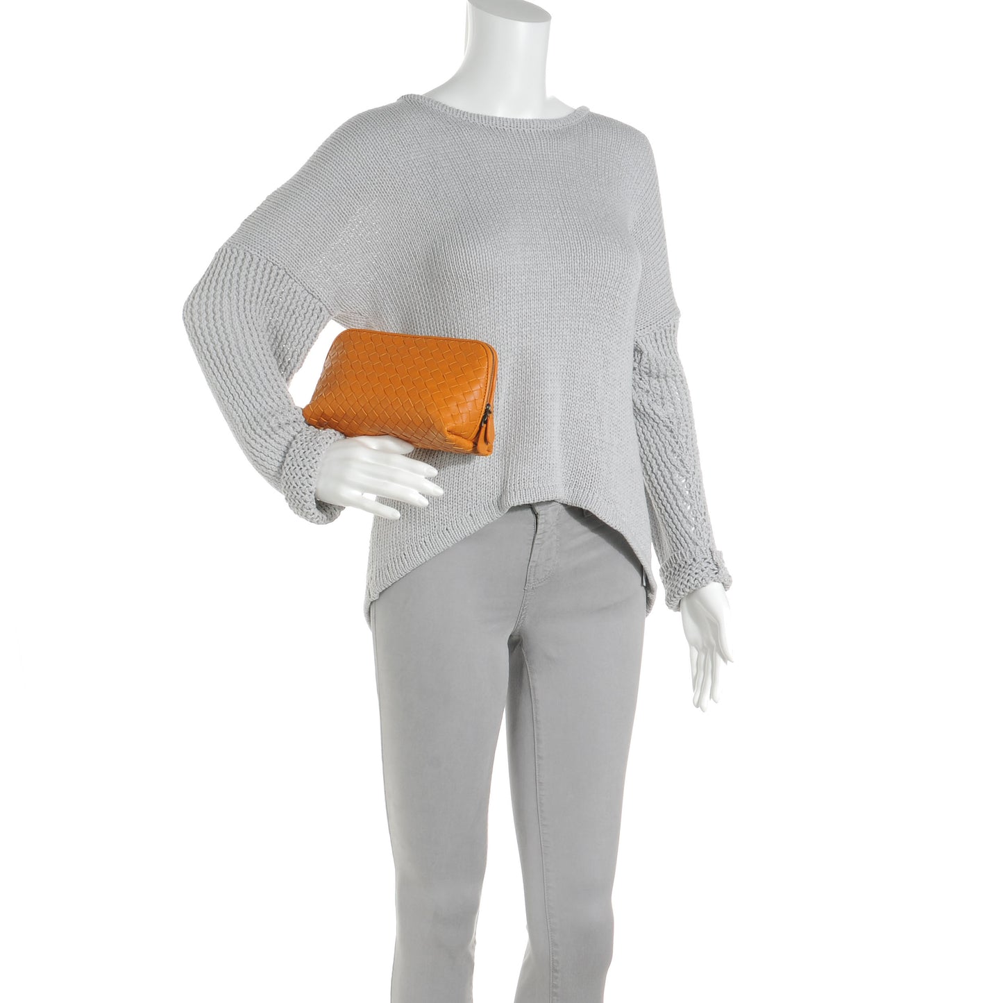 Nappa Intrecciato Small Cosmetic Case Orange