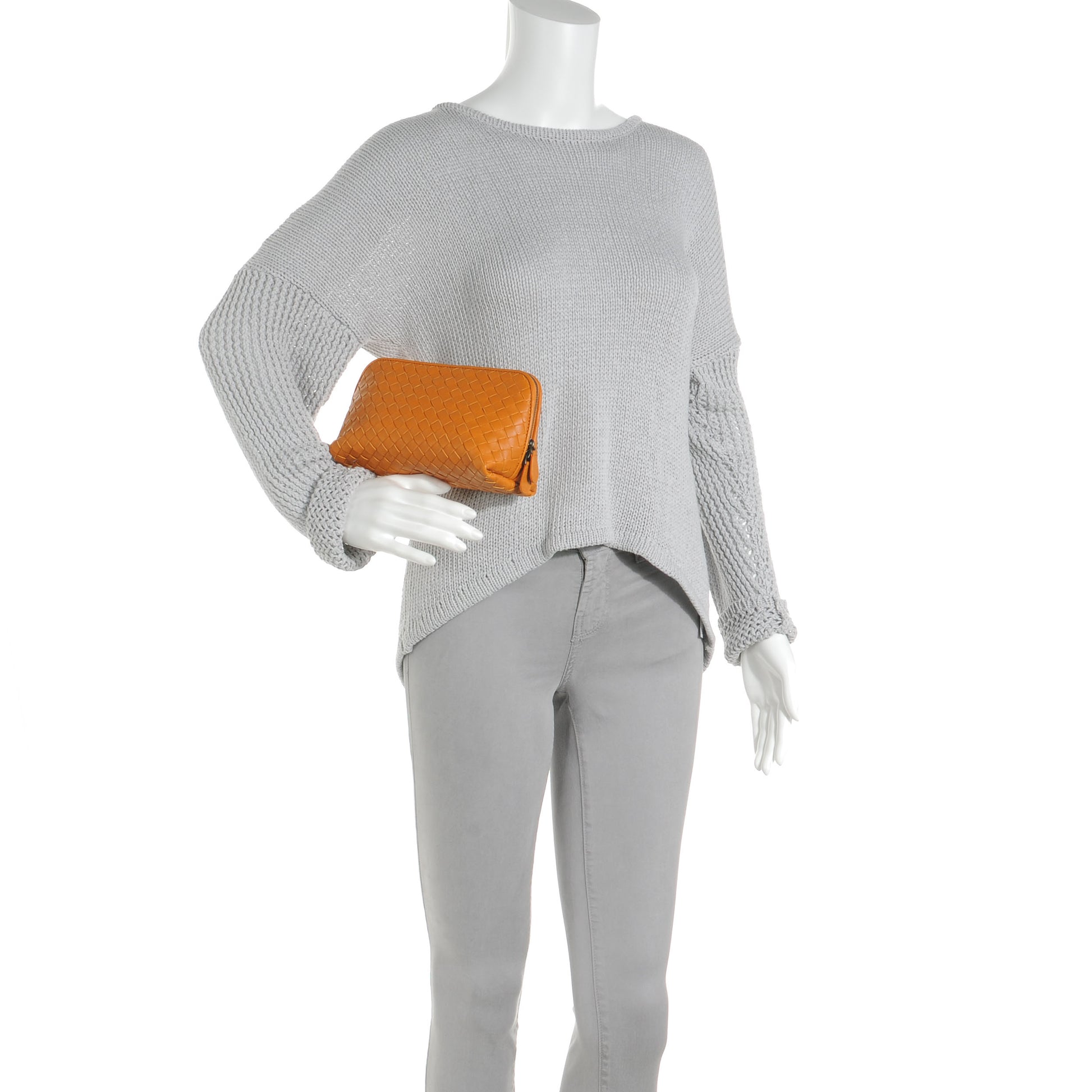 Bottega Veneta Nappa Intrecciato Small Cosmetic Case Orange 2 of 9