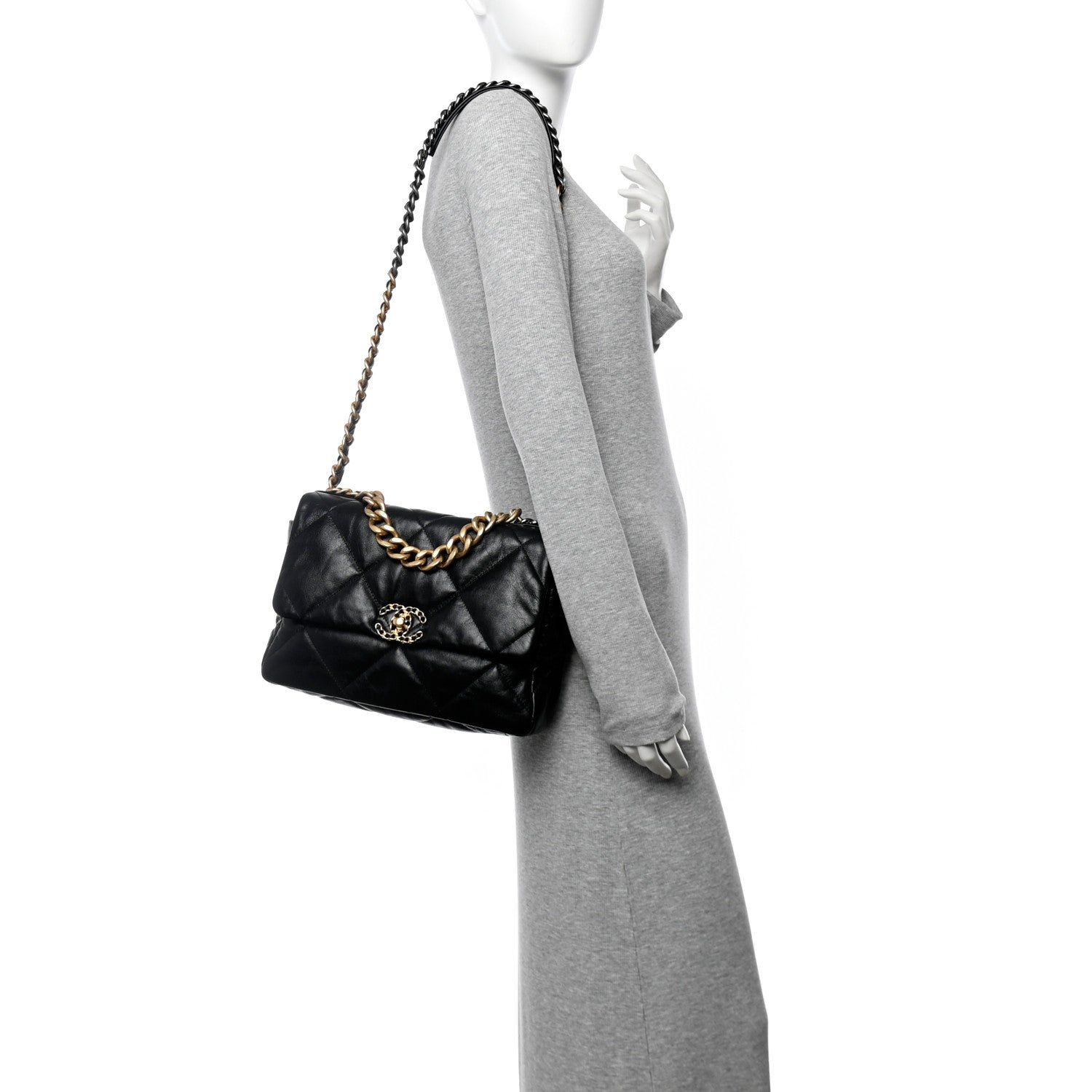 Chanel Goatskin Quilted Large Chanel 19 Flap Black 2 of 11