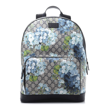 Gucci GG Supreme Monogram Blooms Medium Day Backpack Beige Blue Navy 1 of 9