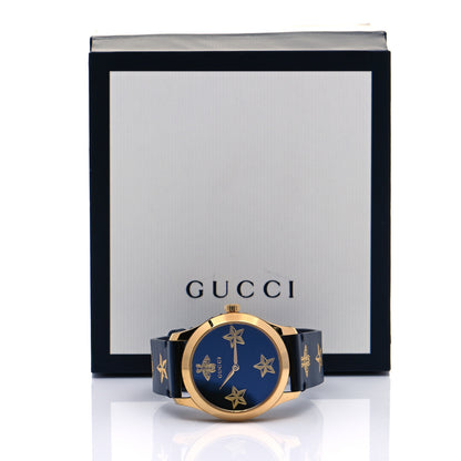Gucci Stainless Steel Calfskin 38mm G-Timeless Bee Star Quartz Watch Black 8 of 8