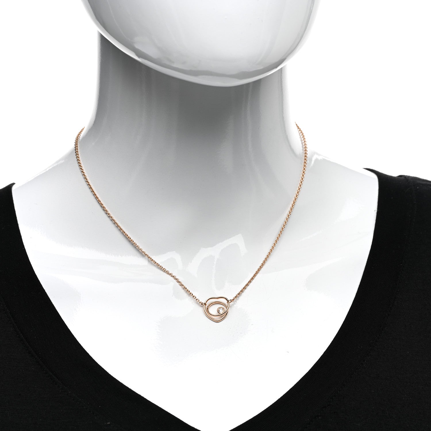 Hermes 18K Rose Gold Diamond TPM Vertige Coeur Necklace ST 2 of 5