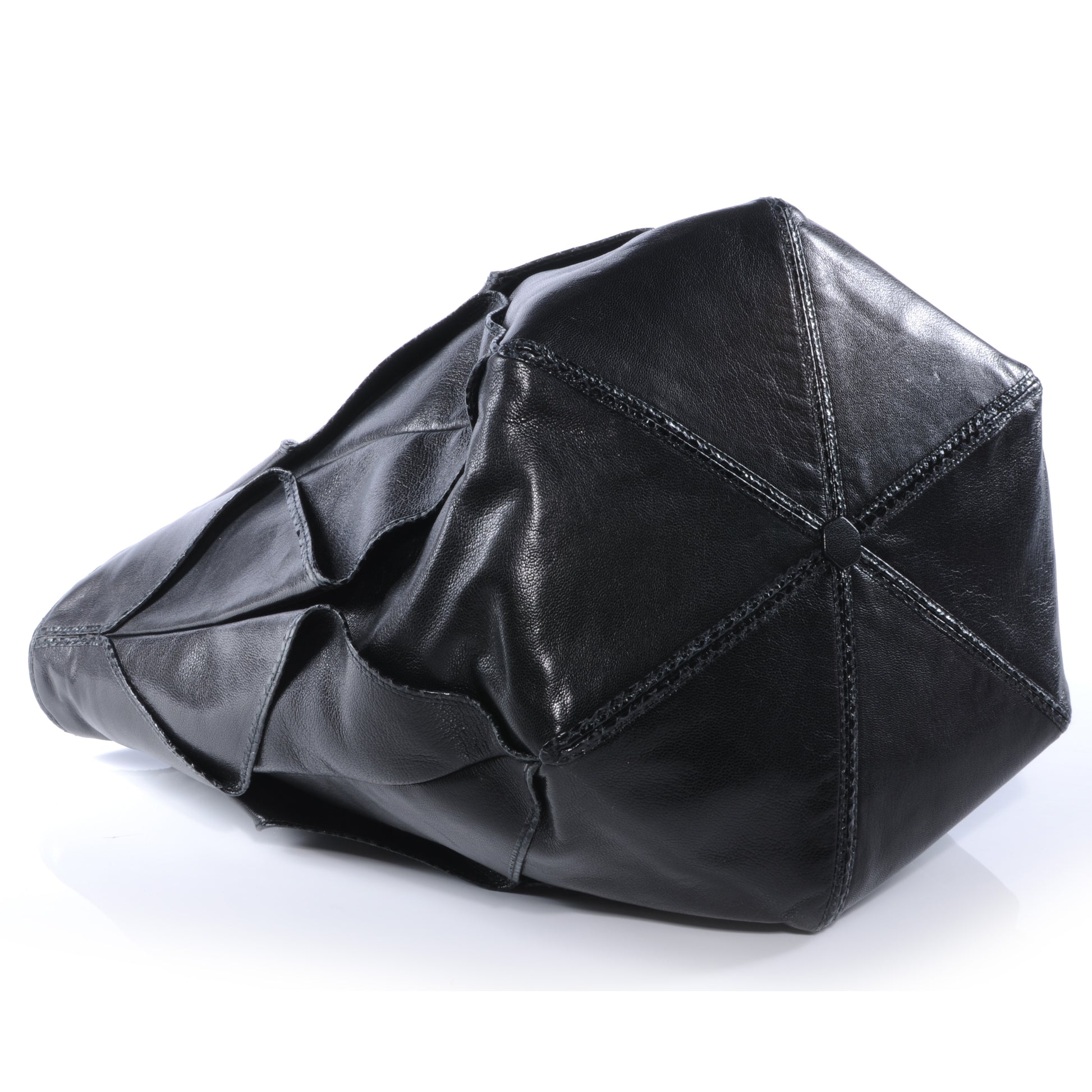 Bottega Veneta Leather Ayers Snakeskin Trim Origami Tote Nero Black 4 of 8