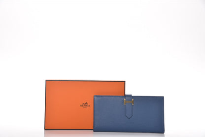 Hermes Chevre Mysore Bearn Gusset Wallet Bleu Agate 5 of 8