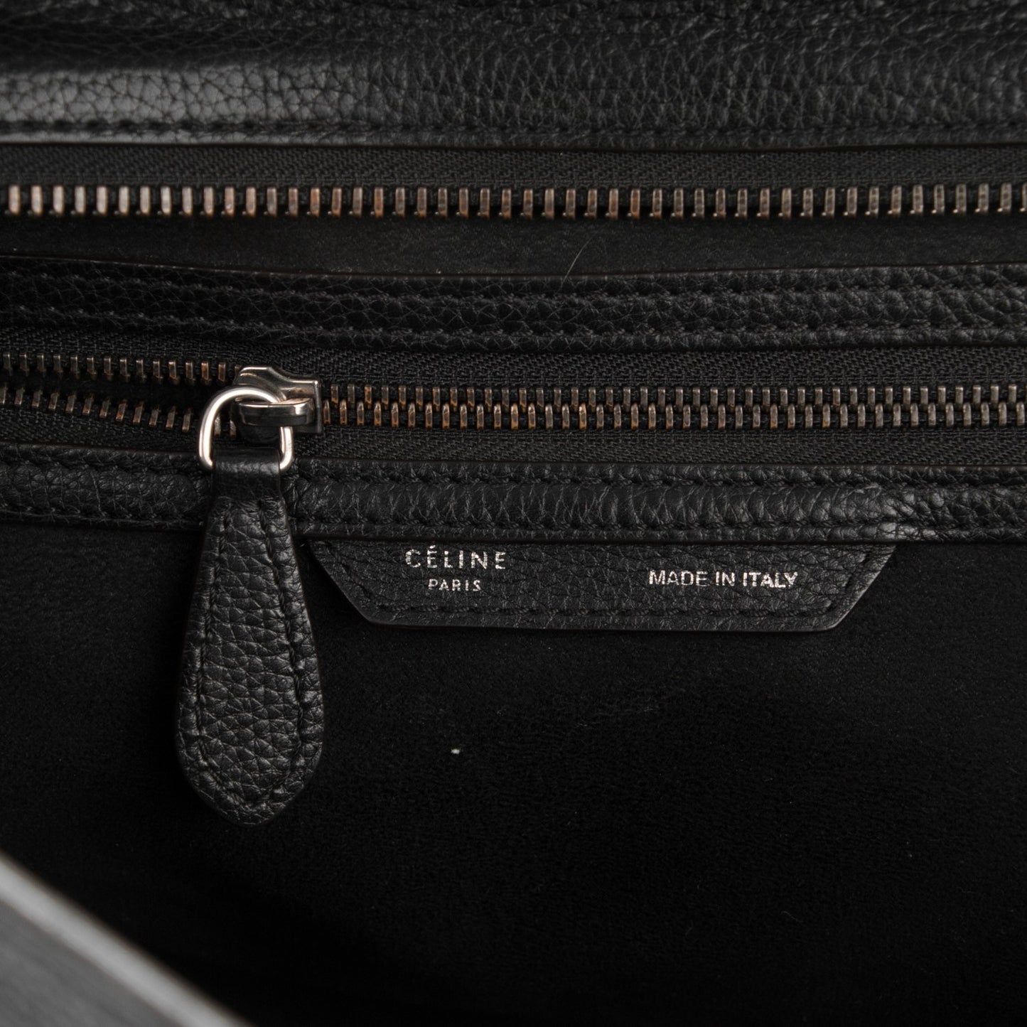 Drummed Calfskin Shoulder Luggage Black