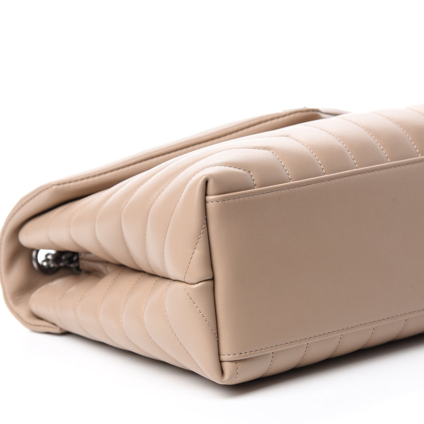 Calfskin Y Quilted Monogram Medium Loulou Chain Satchel Nude Powder