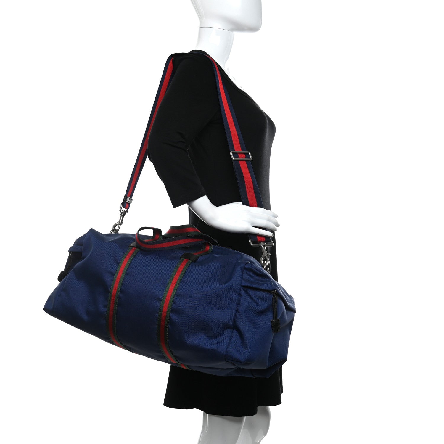 Gucci Technical Canvas Web Duffle Bag Blue 2 of 11