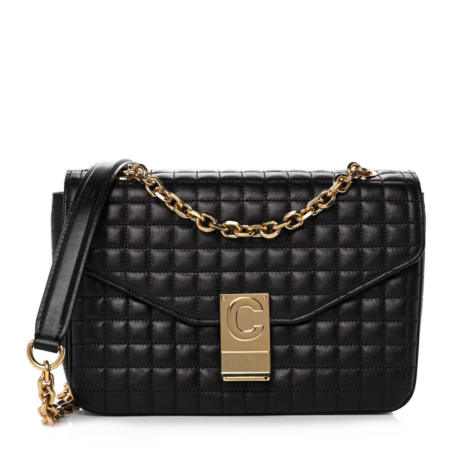 Calfskin Quilted Medium C Bag Black