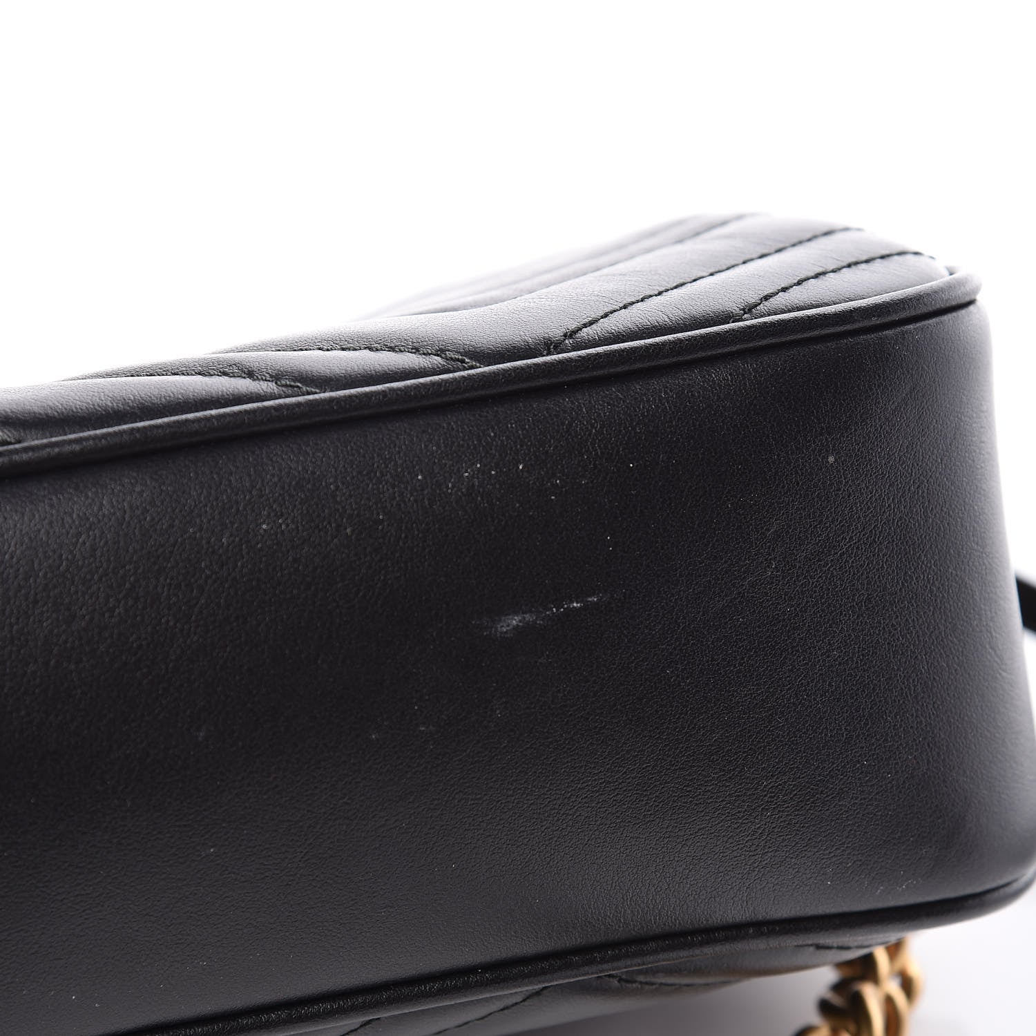 Gucci Calfskin Matelasse Small GG Marmont Chain Shoulder Bag Black 7 of 11