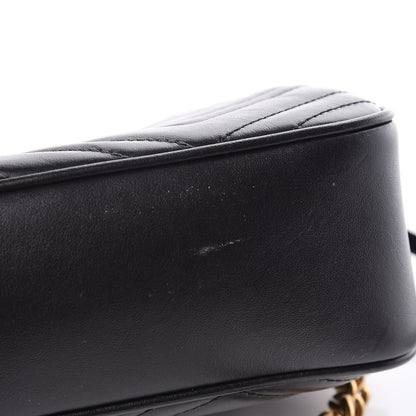 Gucci Calfskin Matelasse Small GG Marmont Chain Shoulder Bag Black 7 of 11
