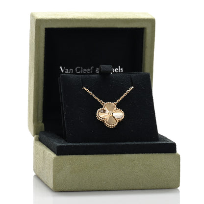 Van Cleef & Arpels 18K Yellow Gold Guilloche Vintage Alhambra Pendant Necklace 4 of 4