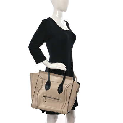 Celine Satin Calfskin Mini Bi-Color Luggage Powder Black 2 of 11