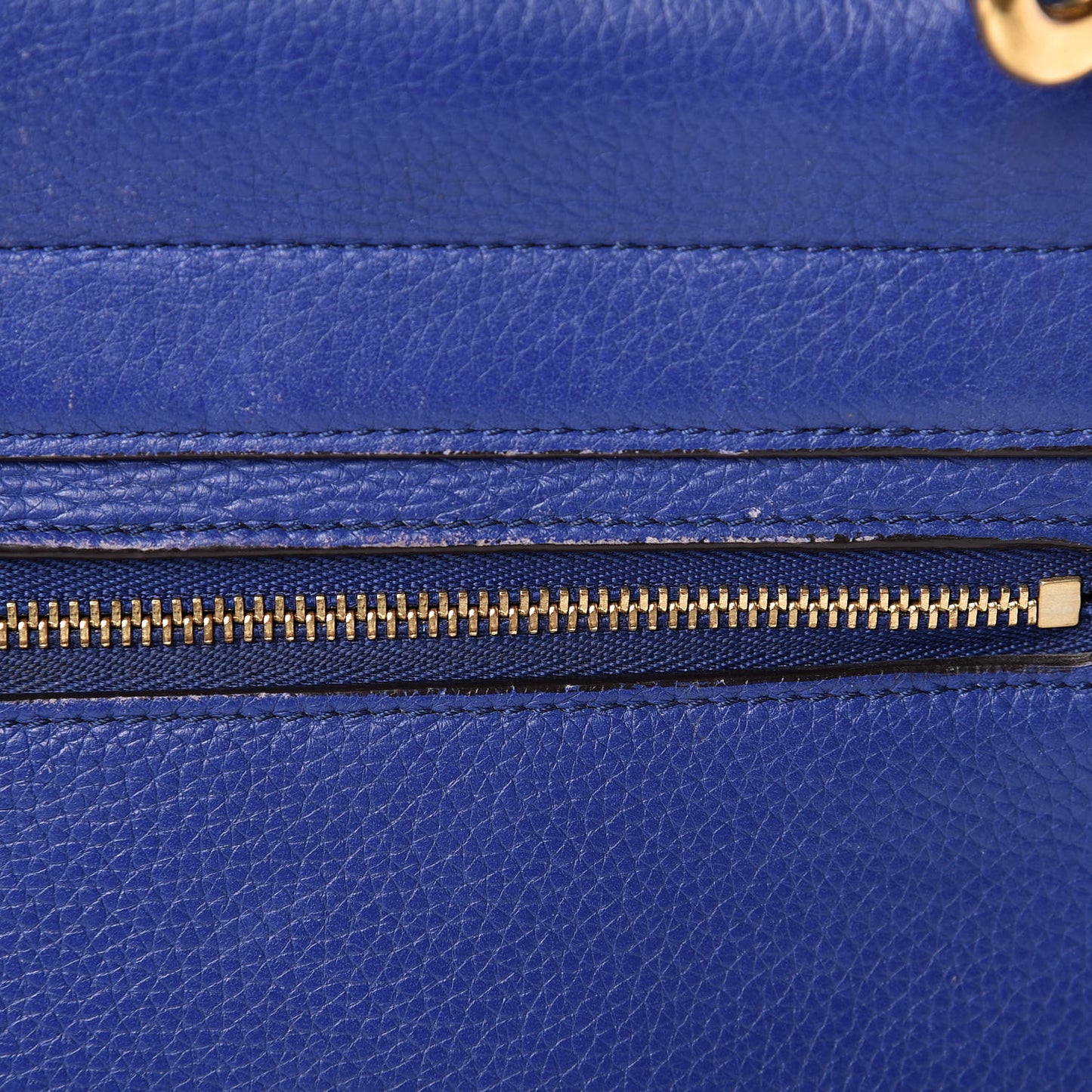 Drummed Calfskin Suede Small Trapeze Indigo