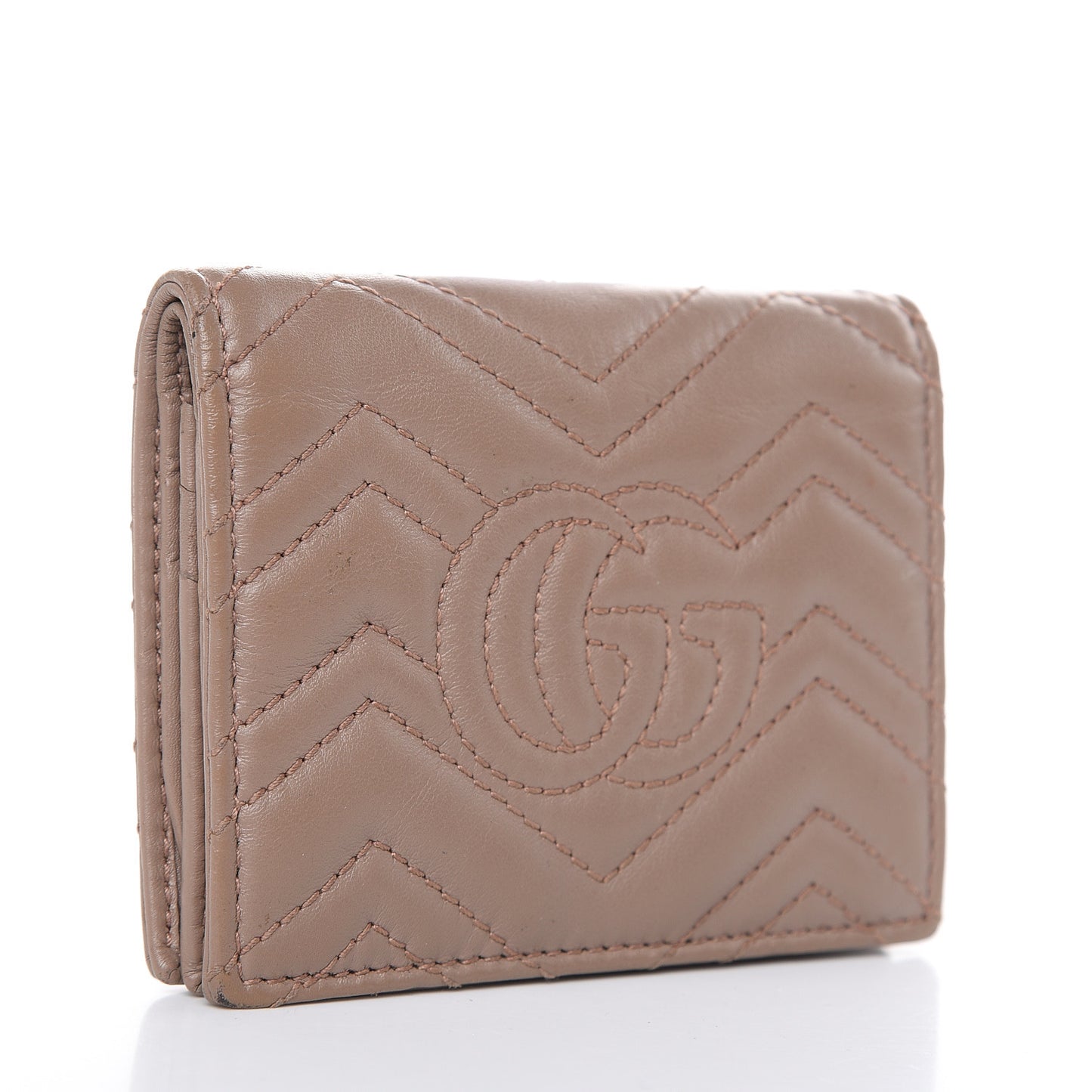 Calfskin Matelasse GG Marmont Card Case Porcelain Rose