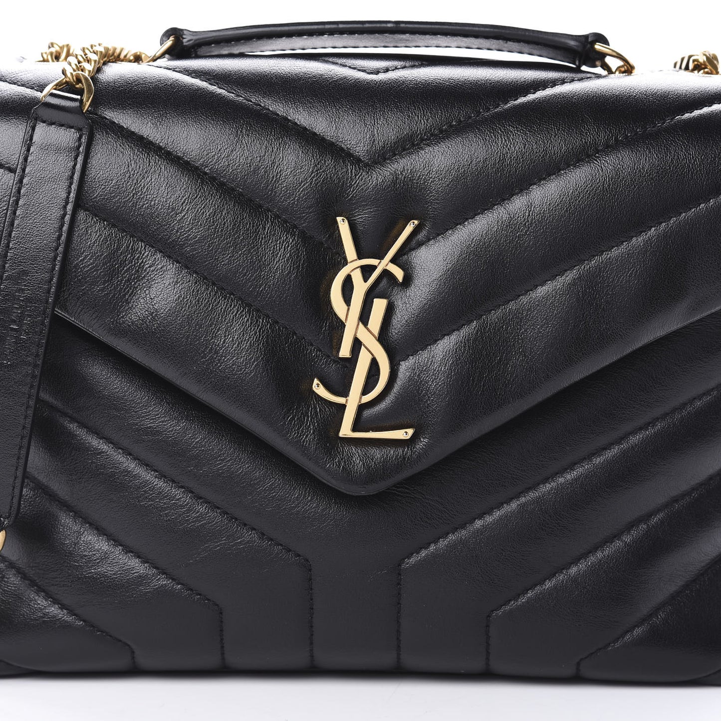 Calfskin Y Quilted Monogram Small Loulou Chain Satchel Black