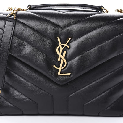 Saint Laurent Calfskin Y Quilted Monogram Small Loulou Chain Satchel Black 8 of 10