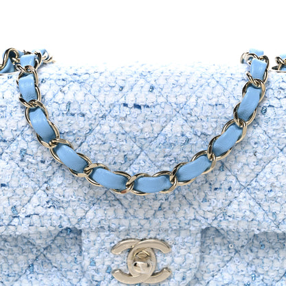 Chanel Tweed Quilted Mini Rectangular Flap Blue White Silver 8 of 11