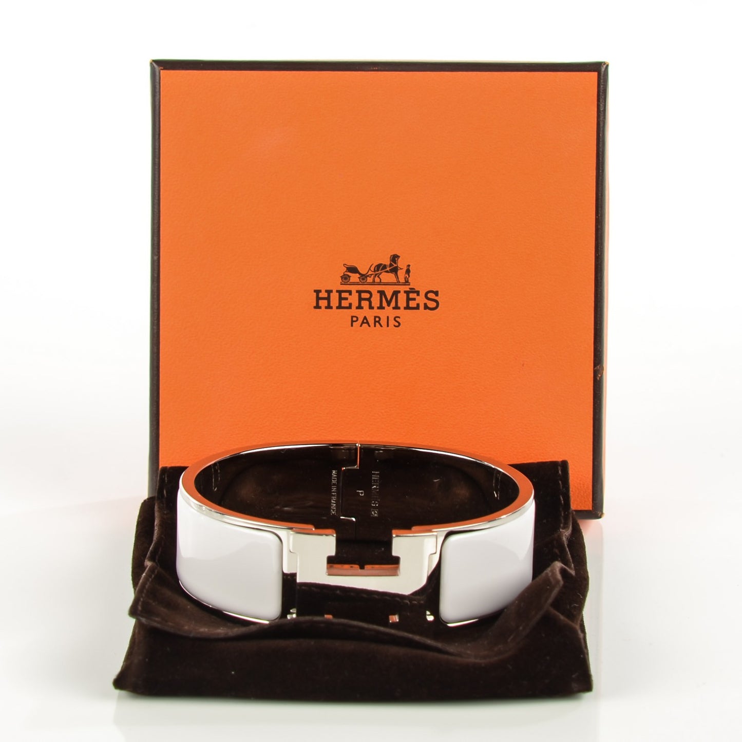 Enamel Wide Clic Clac H Bracelet GM White