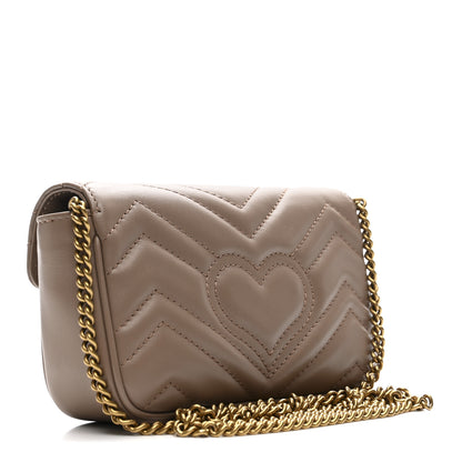 Gucci Calfskin Matelasse Super Mini GG Marmont Shoulder Bag Porcelain Rose 3 of 10