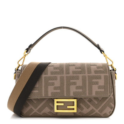 Fendi Canvas Vitello King FF Embroidered Baguette Nuvola 1 of 11