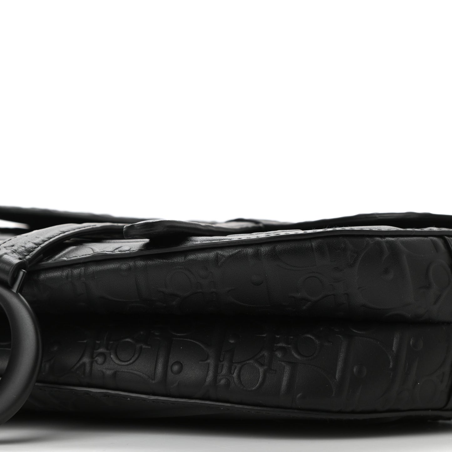 Calfskin Embossed Oblique Saddle Bag With Strap Black