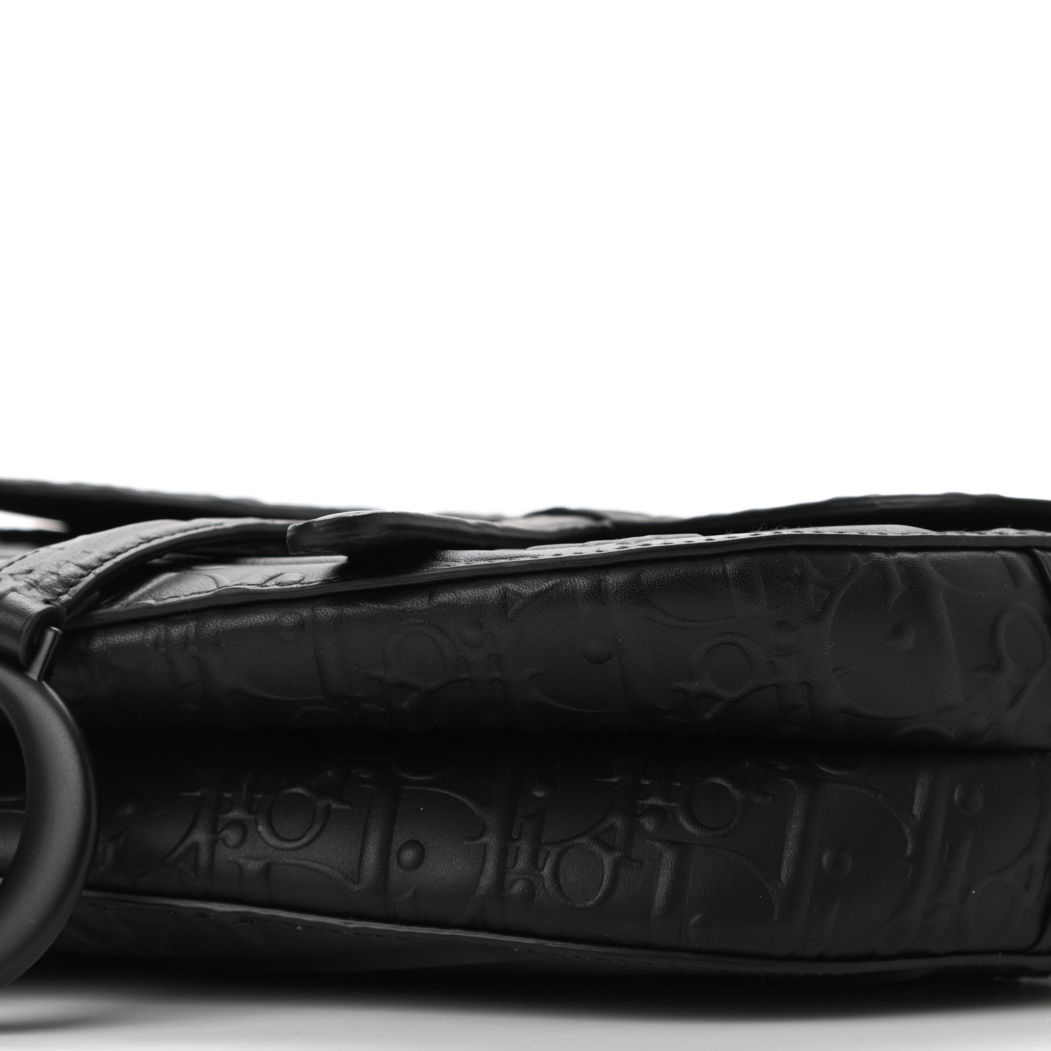 Christian Dior Calfskin Embossed Oblique Saddle Bag With Strap Black 9 of 10