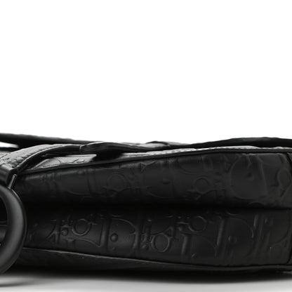 Christian Dior Calfskin Embossed Oblique Saddle Bag With Strap Black 9 of 10