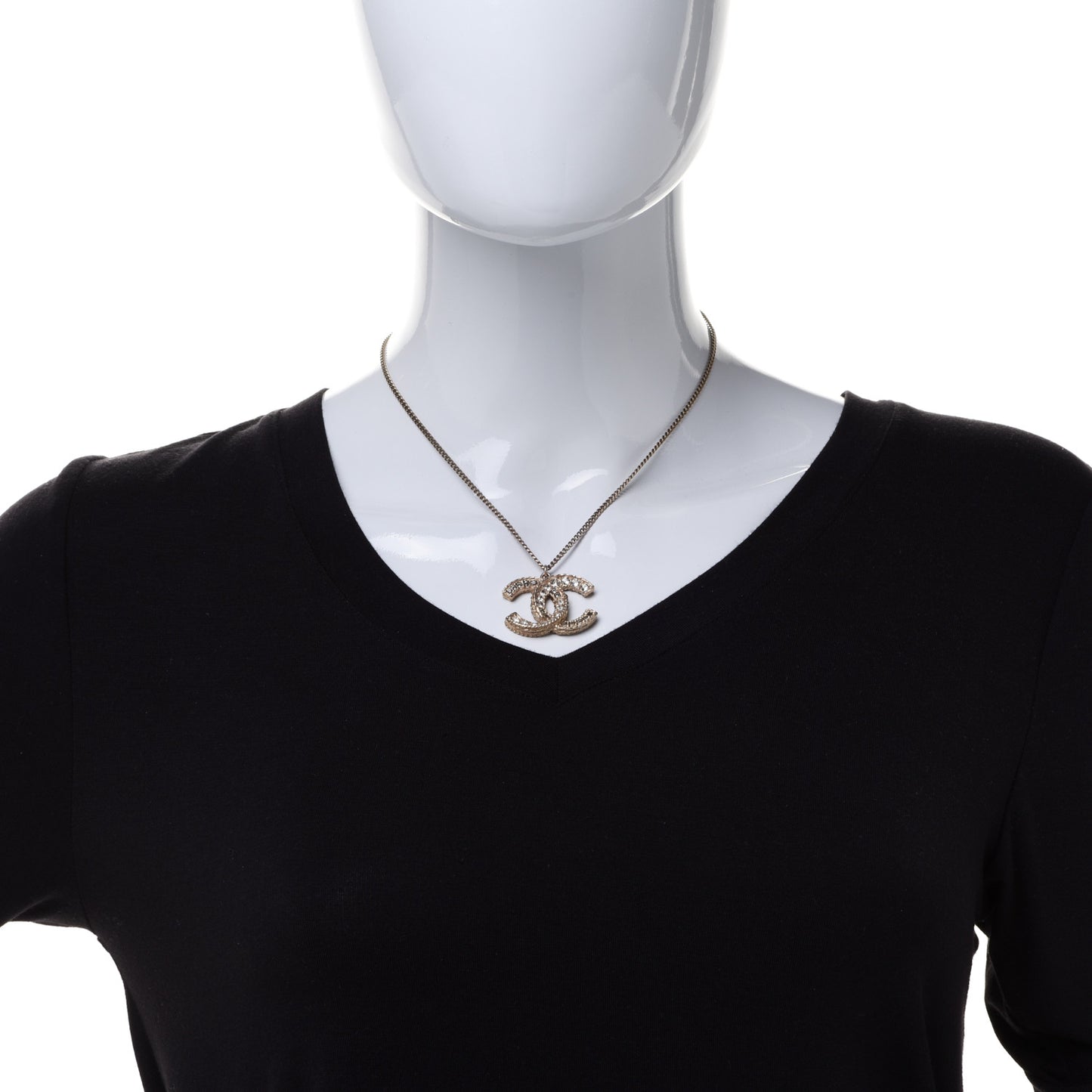 Crystal Enamel CC Necklace Gold