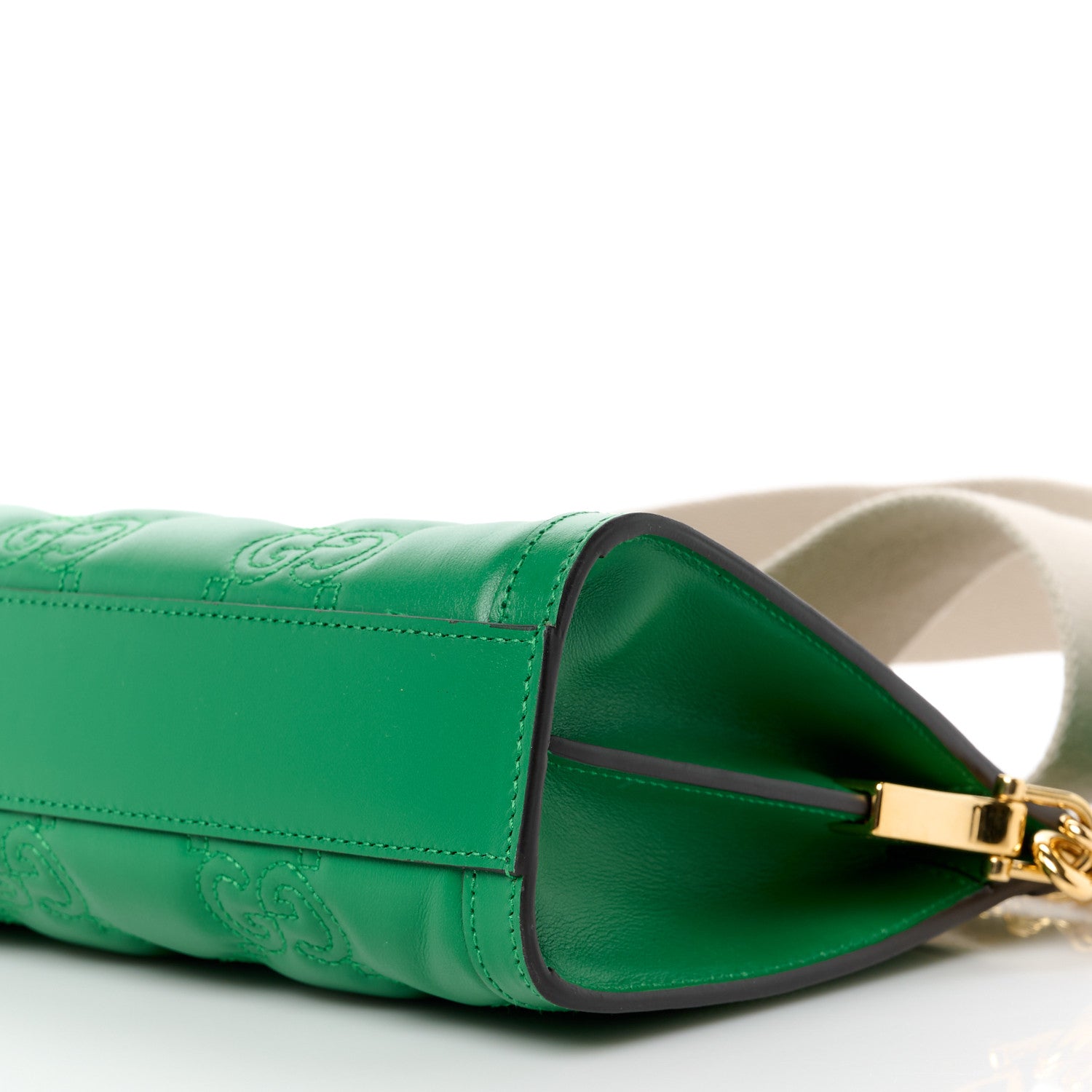 Gucci Calfskin GG Matelasse Small Slim Chain Shoulder Bag Spring Green Natural 11 of 12