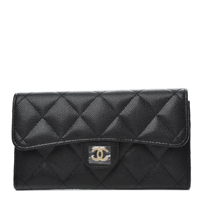 Chanel Caviar Quilted Medium Gusset Flap Wallet Black 1 of 9