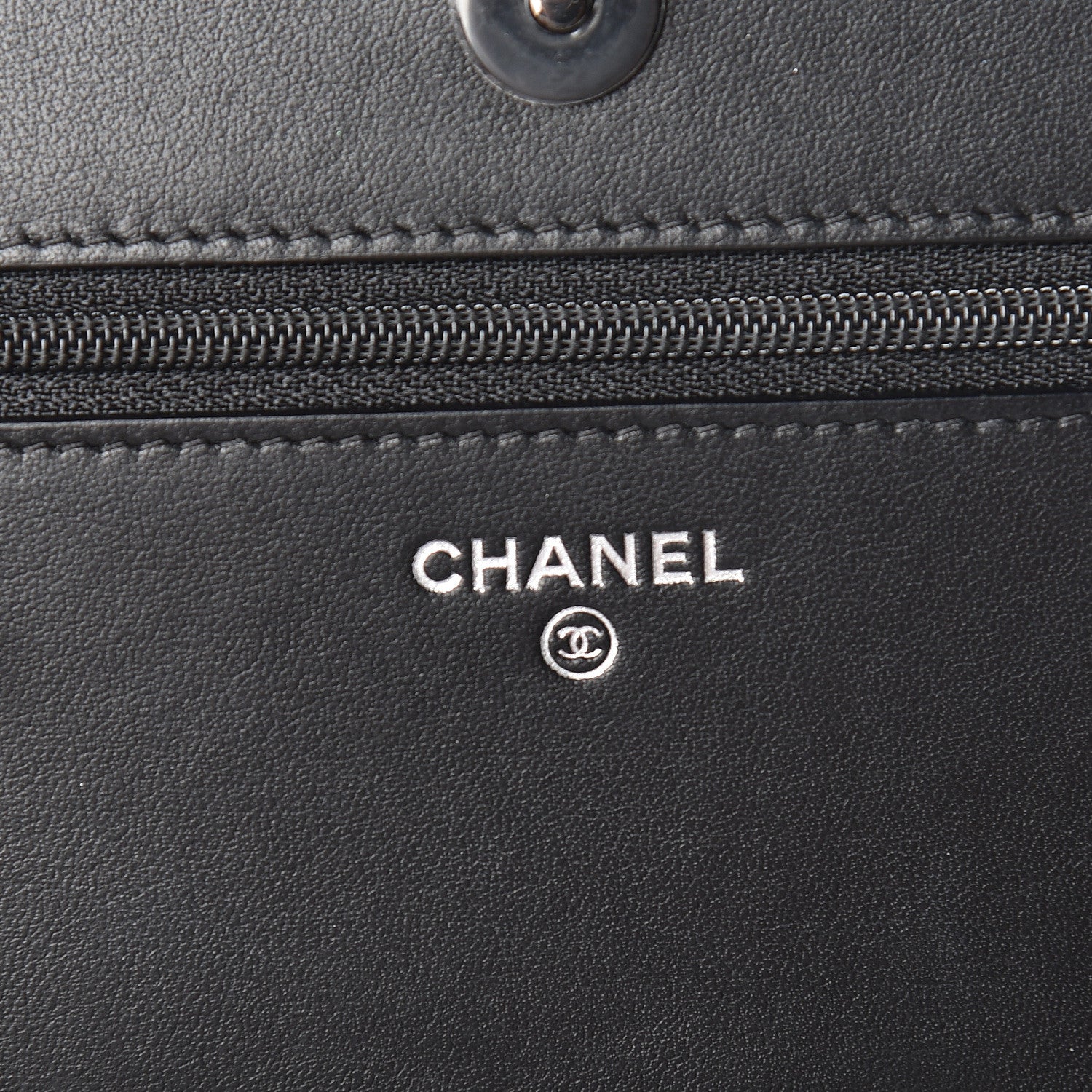 Chanel Aged Calfskin Chevron Quilted Gabrielle Wallet On Chain WOC Black 6 of 12