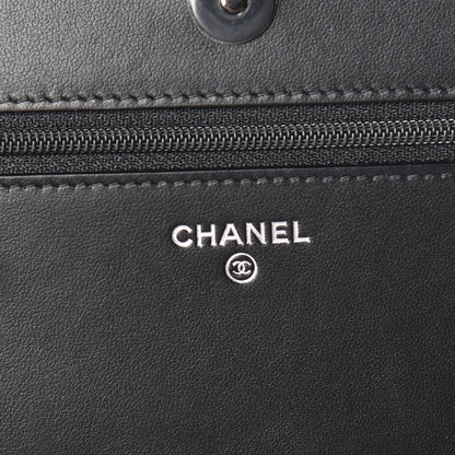Chanel Aged Calfskin Chevron Quilted Gabrielle Wallet On Chain WOC Black 6 of 12