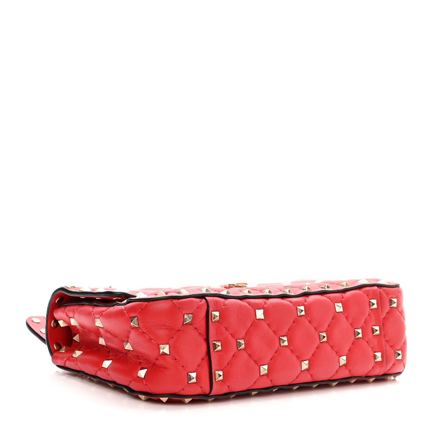 Lambskin Small Rockstud Spike Shoulder Bag Red