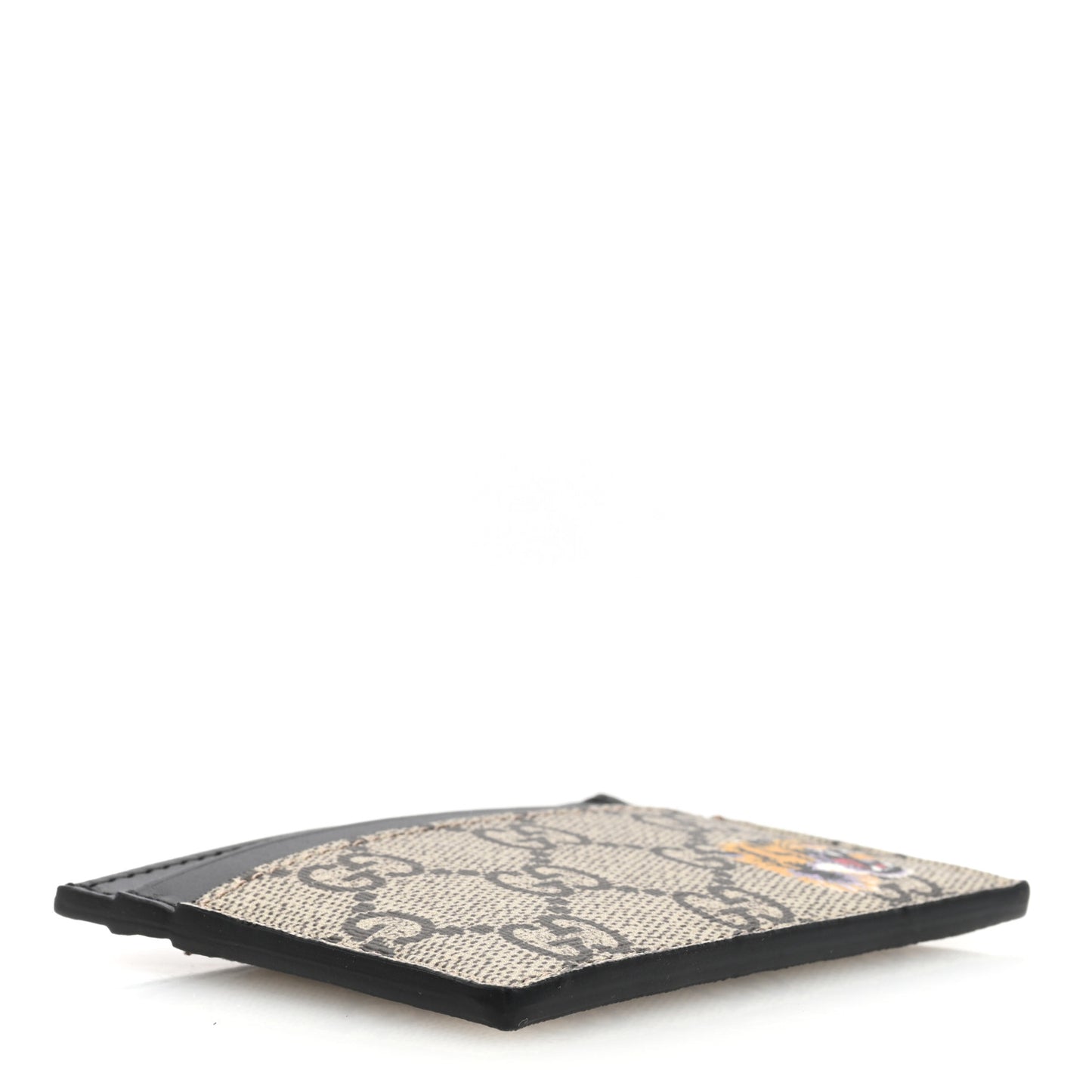 GG Supreme Monogram Tiger Print Zip Around Card Case Black