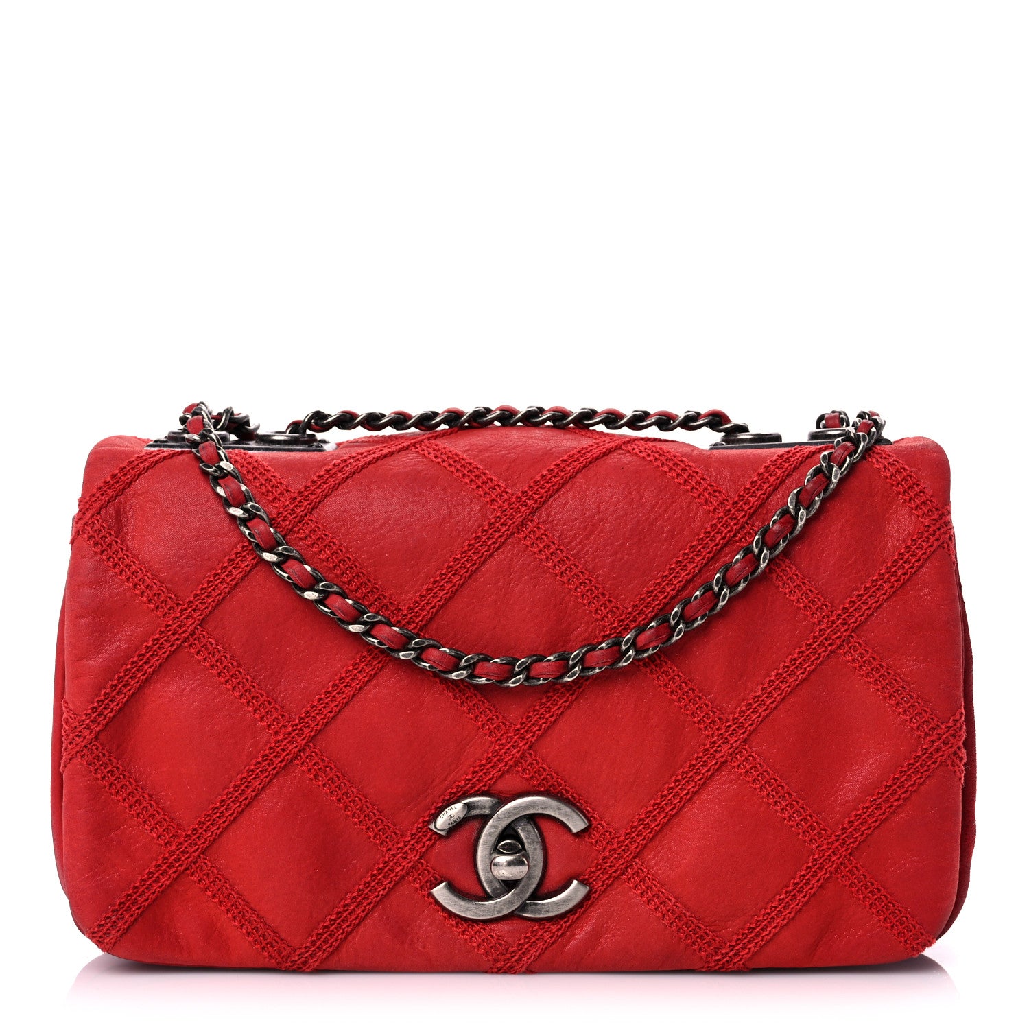 Chanel Iridescent Calfskin Diamond Stitch Small Flap Red 1 of 20