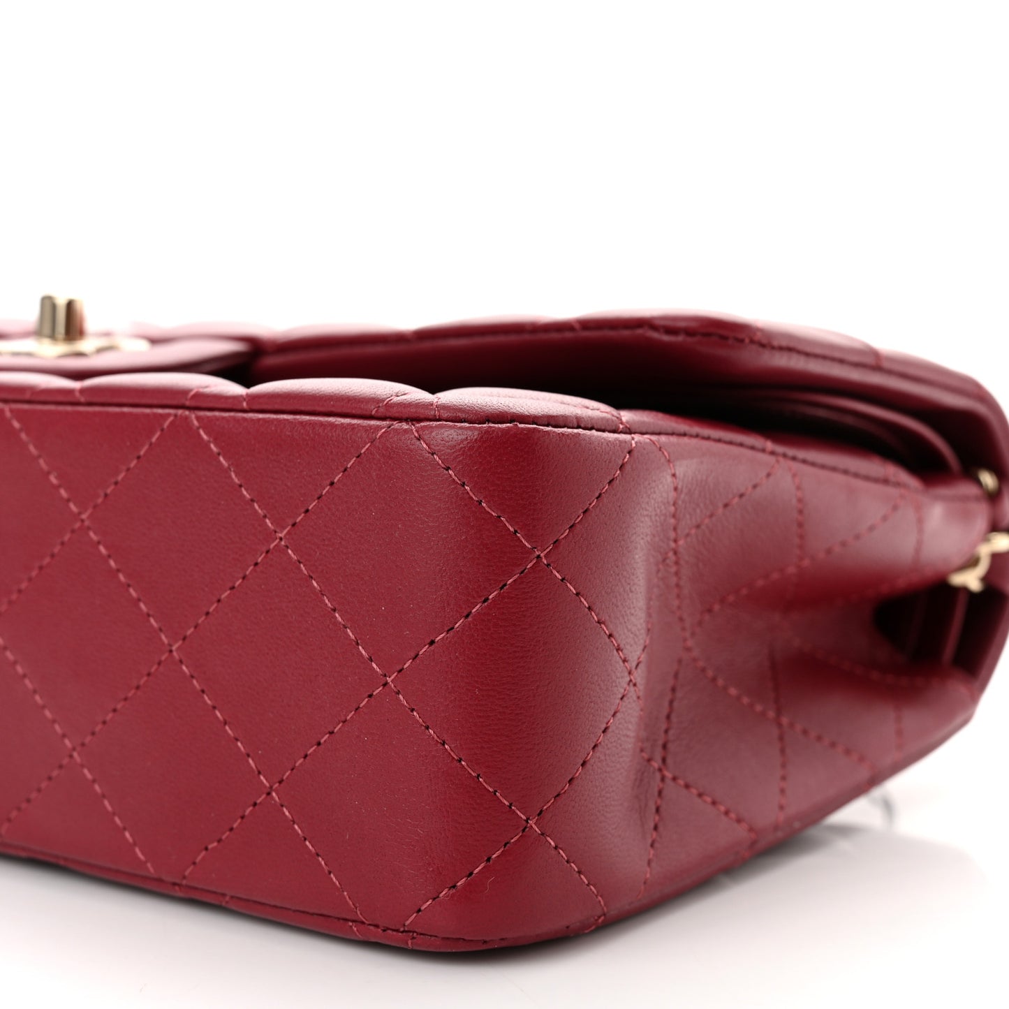 Lambskin Quilted Medium Double Flap Burgundy