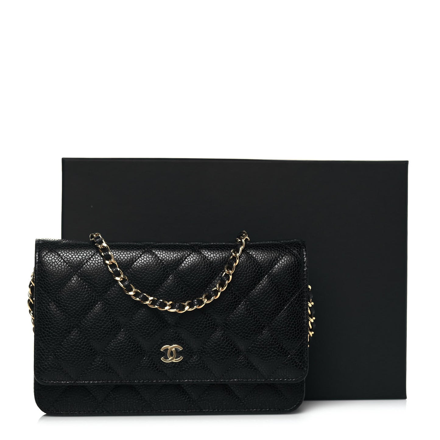 Caviar Quilted Wallet On Chain WOC Black