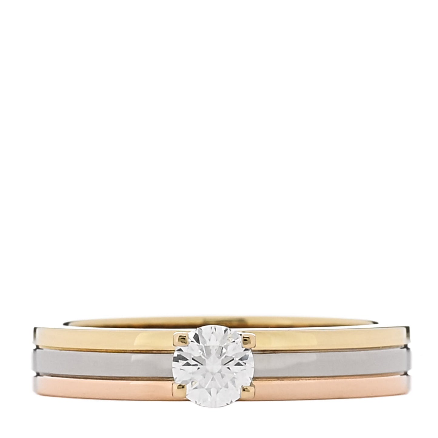 18K Pink Yellow White Gold Diamond .26ct Solitaire Trinity Engagement Ring 52 6
