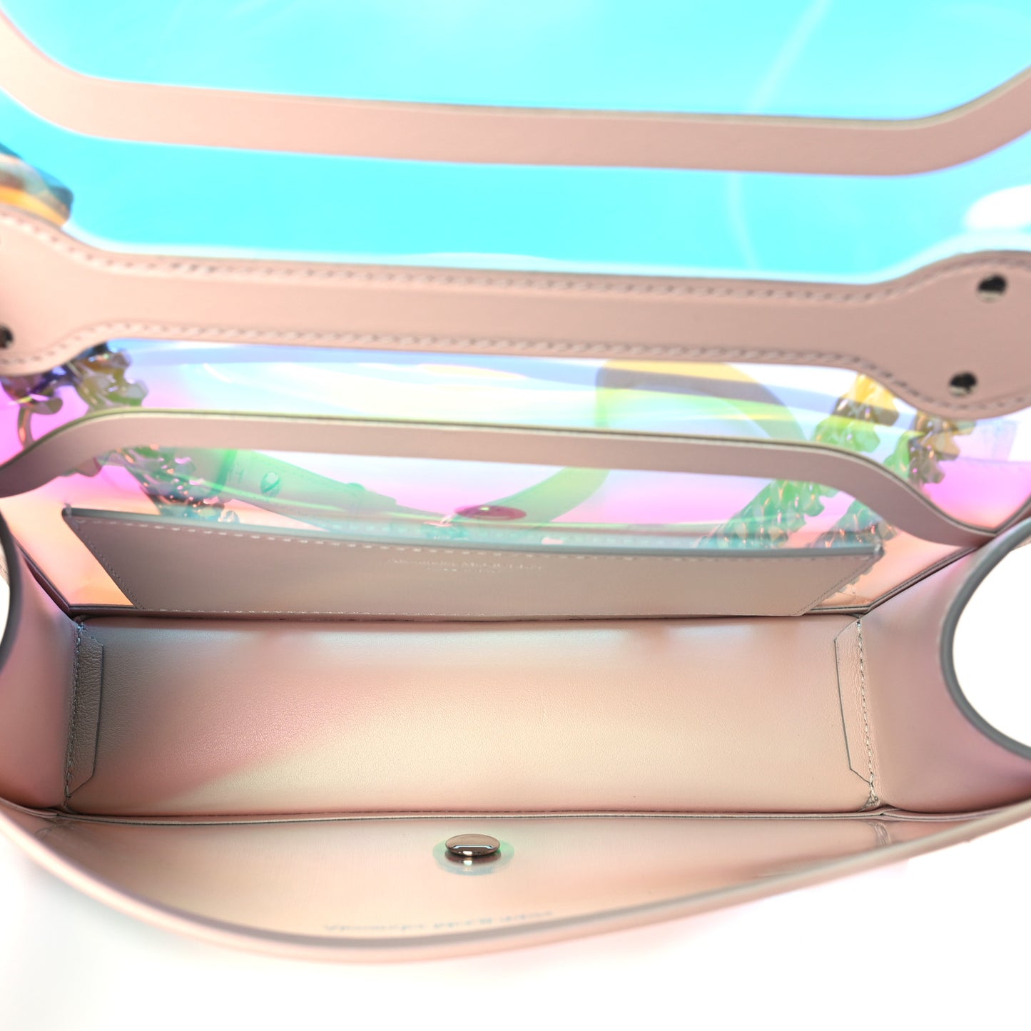 Iridescent PVC Calfskin Knuckle Satchel Pink