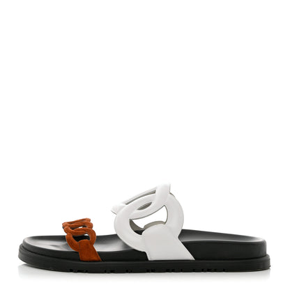 Hermes Suede Goatskin Nappa Extra Sandals 38 White Gold 1 of 9