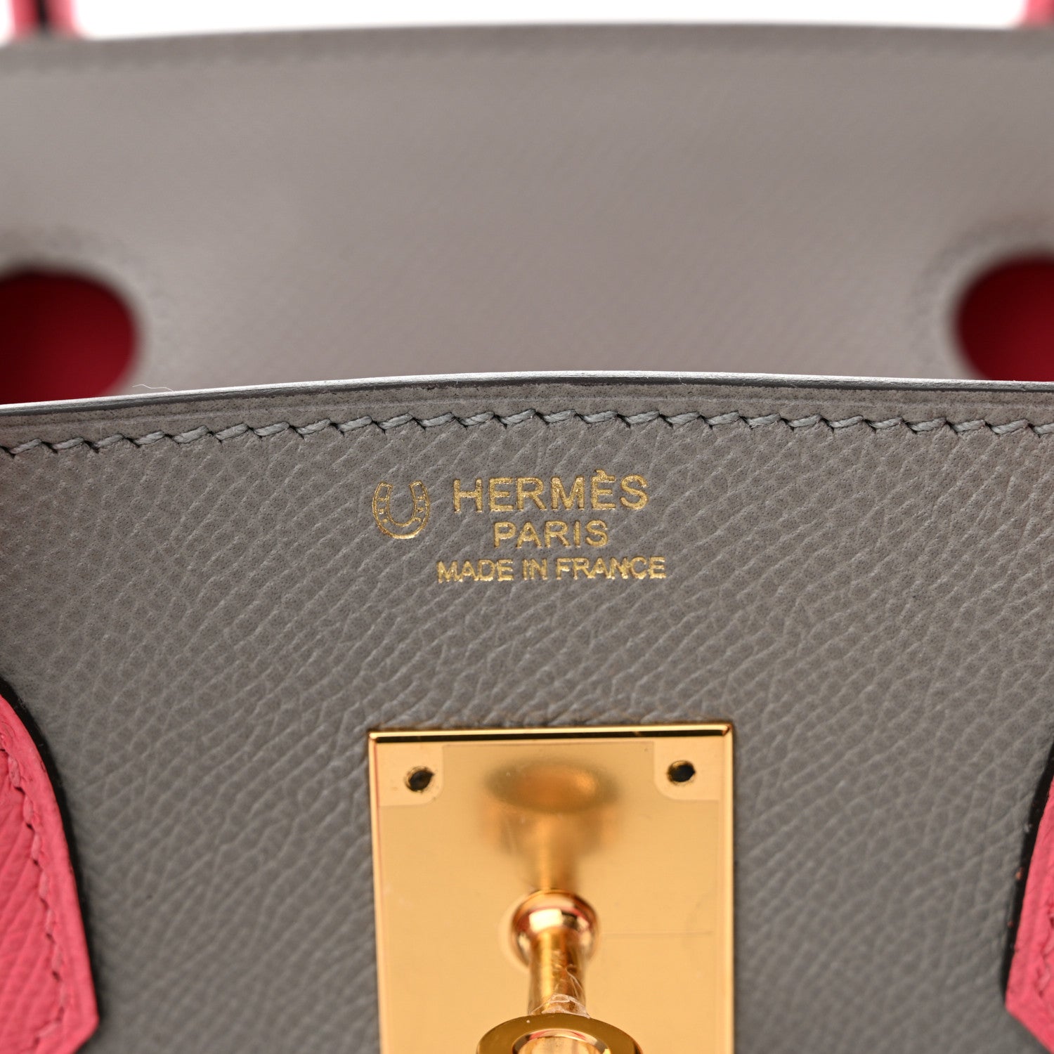 Hermes Epsom Horseshoe Birkin 30 Gris Mouette Rose Azalee 6 of 11