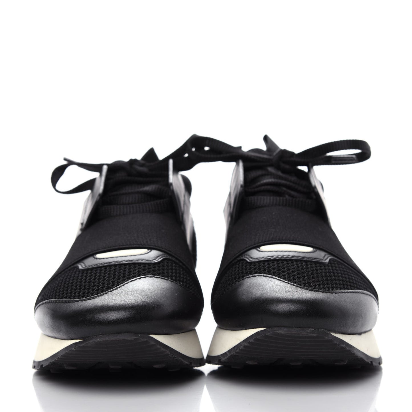 Mesh Calfskin Neoprene Suede Womens Race Runner Sneakers 37 Black