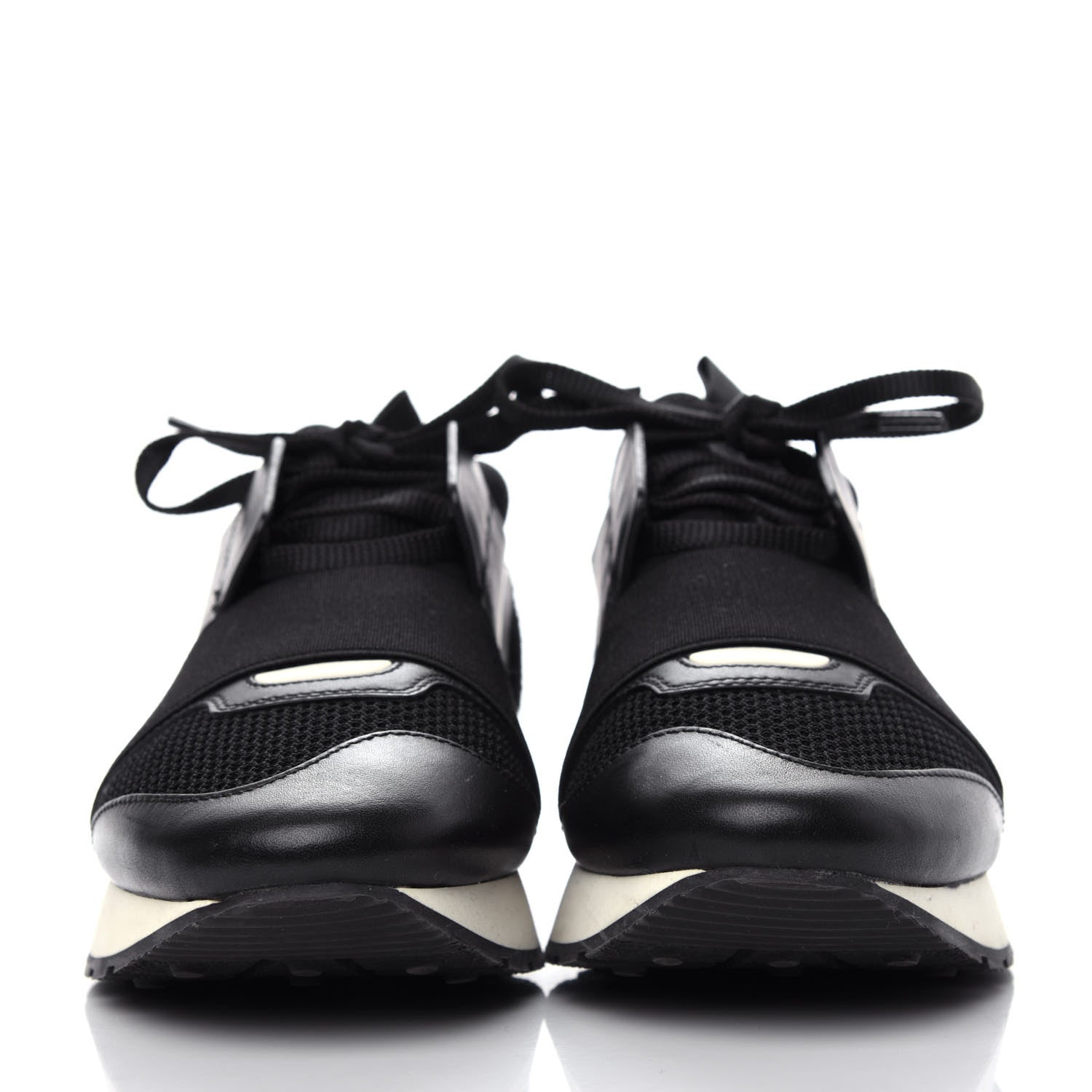 Balenciaga Mesh Calfskin Neoprene Suede Womens Race Runner Sneakers 37 Black 2 of 9