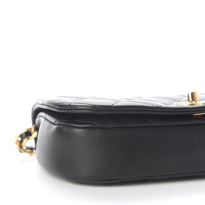 Chanel Calfskin Quilted Coco Mail Clutch With Chain Black 9 of 10