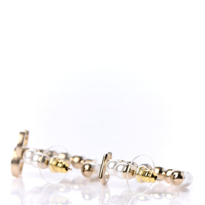 Chanel Crystal Pearl CC No 5 Hoop Drop Earring Gold 3 of 4