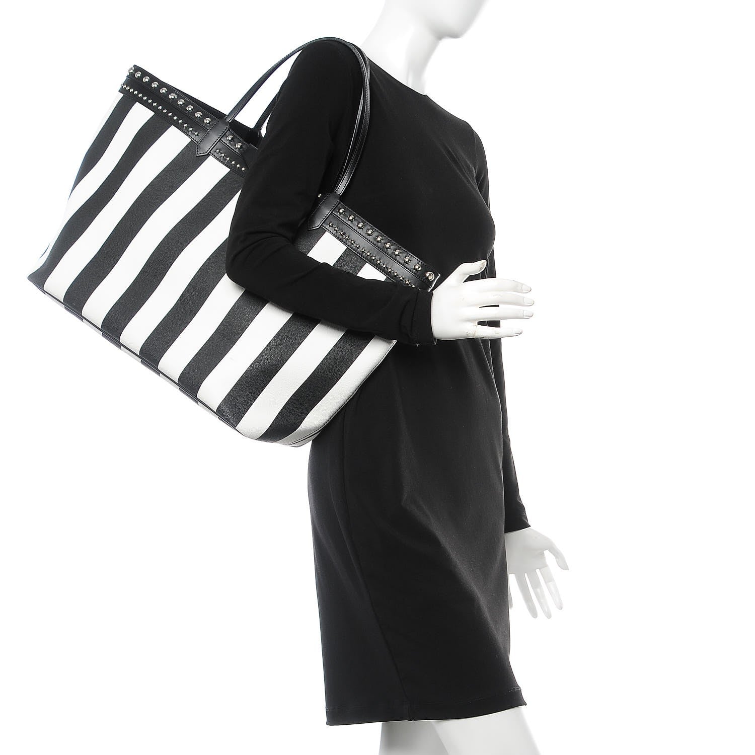 Givenchy Coated Canvas Striped Large Antigona Tote Black White 2 of 13