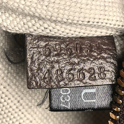 Gucci Monogram Jumbo GG Textured Dollar Calfskin Web Belt Bag Camel Ebony New Acero 7 of 11