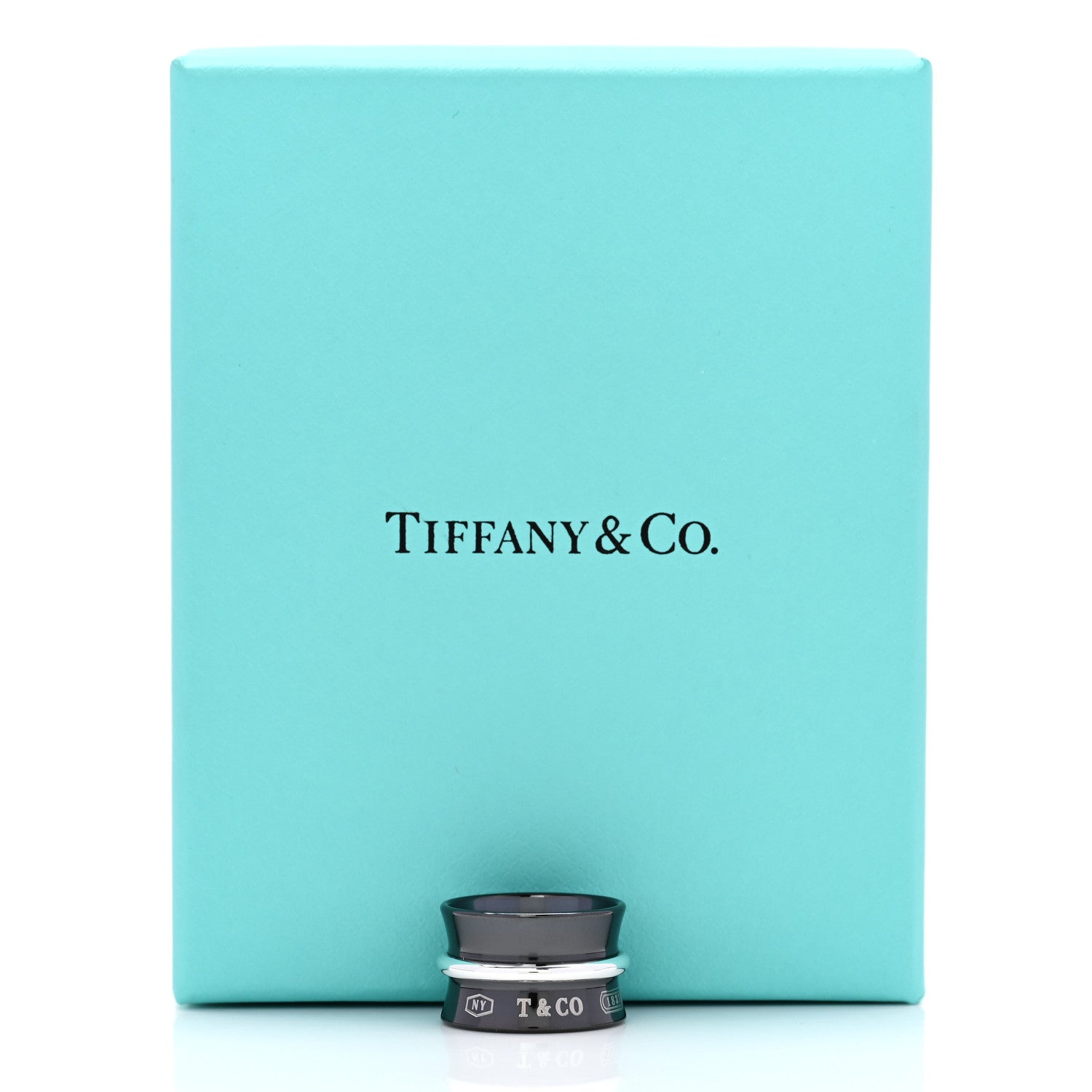 Tiffany Sterling Silver Titanium 1837 Wide Ring 47 4 6 of 6
